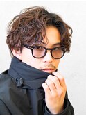 大人メンズブラウンカラー×サーフカール