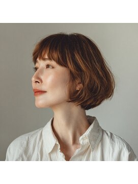 大人ボブ×オレンジブラウン