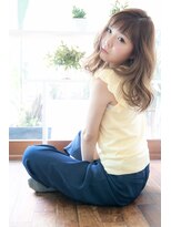 ラブレア(La Brea)&nbsp;短めバングのセミロングスタイル♪くせ毛風で大人かわいい☆