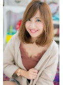 大人かわいいキャラメルベージュ外国人風ワンカールロブa1