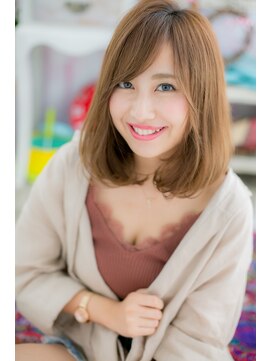 ヘアアンドビューティー ミック(Hair & Beauty miq) 大人かわいいキャラメルベージュ外国人風ワンカールロブa1