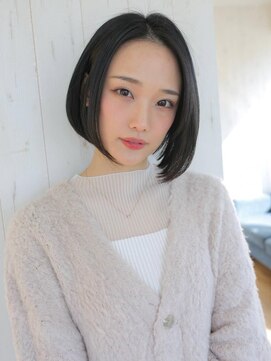 アグ ヘアー レリー 勝田台店(Agu hair lelie) 《Agu hair》黒髪前下がりボブ×numberA.ベースケアミルク