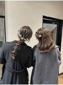 ハーフアップ×編みおろしアレンジ♪