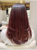 レイヤーカット*ロングレイヤー*ローズブラウン*透明感