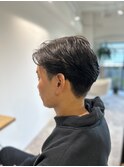 MEN'S HAIRアッシュブラックマッシュパーマ 