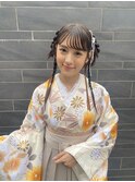 卒業袴　袴ヘアセット　タイトアレンジ　ツインアレンジ