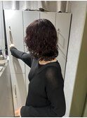 レイヤーパーマ　パープルカラー　ぶどう色　パーマスタイル