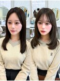 結べるミディアムレイヤー　前髪顔まわり　ビフォーアフター