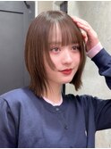 ボブ　レイヤーカット　フェイスレイヤー　グレージュ　髪質改善