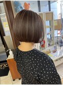 【大人可愛い】ラベンダーベージュ ラベージュ ハイライト ボブ