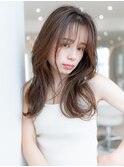 ミディアムレイヤー/大人可愛い/髪質改善/シースルーバング