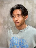 メンズニュアンスセンターパートマッシュハイライトカラー