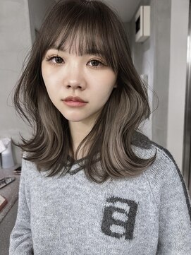 サイン 表参道(SIGN) 韓国ヘアグレージュカラーブリーチ無し髪質改善イヤリングカラー