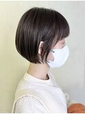 横浜タッセルボブショコラブラウン切りっぱなしボブショートボブ