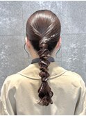 ヘアセット 結婚式ヘア お呼ばれヘア タイトヘア ローポニー