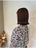 サラツヤ　外ハネ切りっぱなしボブ　艶感ブラウン【20代/30代】