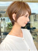 クールショート/ショートパーマ/ボブルフ/ピンクベージュ/柴