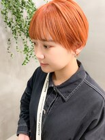 テトヘアー(teto hair) オレンジベージュ、耳掛けショート、丸みショート、ブリーチ