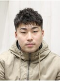 ベリーショート20代黒髪メンズパーマ