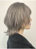 ミルクティーベージュダブルカラーウルフカットレイヤーカット