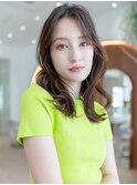 大人かわいい前髪セシルカットココアブラウンフリンジウェーブ
