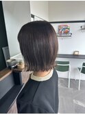 切りっぱなしボブ×ナチュラルグレージュ