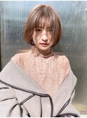 20代30代ミニボブココアブラウン小顔美肌ストレート丸み