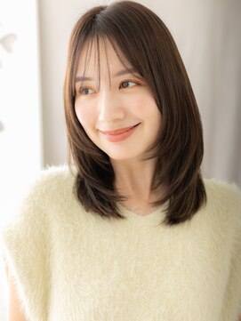 カバーヘア ブリス 川口(COVER HAIR bliss) マロンベージュ前下がり顔周りレイヤースタイルY川口30代40代