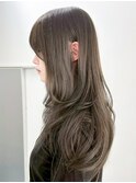 ブリーチなしダブルカラー レイヤーカット オリーブグレージュ