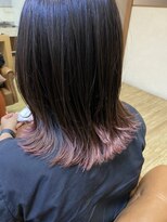 アグランテトラ 野田阪神店(a Gland tetra)&nbsp;外ハネ黒髪暗髪裾カラーポイントガーリーピンクミディ