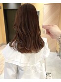 *ピンクベージュ ツヤ 大人かわいいセミロング 三宮美容室 神戸
