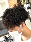 波巻きパーマメンズパーマメンズヘアツーブロックツイストパーマ