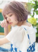 ★透明感ラベンダーベージュ大人かわいいミニボブ10代20代★10