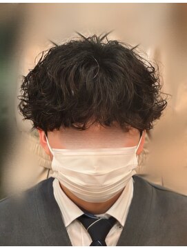 バース 梅田中崎町店(BIRTH) 韓国へアカルマパーマワックスなしセンターパート黒髪ウルフ