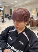 ピンクベージュ×ラウンドマッシュ