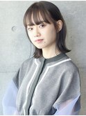 [SORA見藤] マットベージュ シースルーバング　外ハネボブ