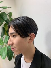 men's center part/斜めバング/ヘルシースタイル/20代/30代