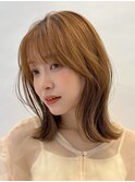 切りっぱなしボブエアリーロング美髪ピンクブラウン