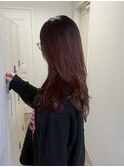 レイヤーミニウルフチェリーブラウンショート美髪前下がりボブ