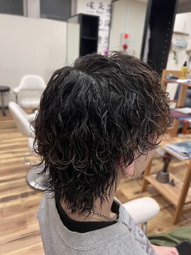 波巻きパーマ×ウルフカット[稲毛/稲毛駅/メンズパーマ]