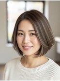 白髪ぼかしハイライトブリーチミルクティーベージュ
