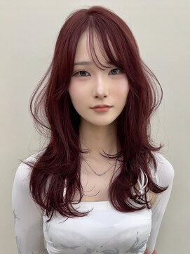 ロンドイディールバンダイ 新潟万代(Lond ideal) レイヤーカット×ボルドーカラー