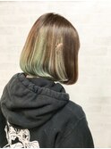 冬のワンポイントカラーボブ