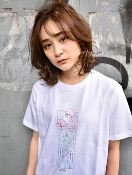 ブゾン(buZon) シースルーバング×毛先カールミディ