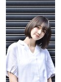 大人可愛い20代30代40代黒髪前下がりショートボブ丸みショート◎