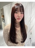 ハイライトカラーミルクティーベージュレイヤーカット