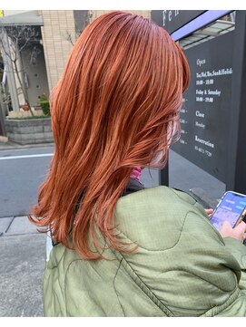 フェンヘアーアイス 中目黒(Fen.hair ici) 20代30代40代デザインカラーブリーチ1回韓国ヘアオレンジ