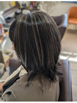 グリーン(Green) ハイライト白髪ぼかし/全体染め