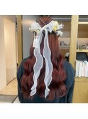 イメチェン/ホワイトブロンド/外ハネボブ/美髪/勾当台公園