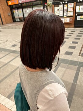 ヒラトヤ 肴町店 透明感ピンクブラウン×小顔ナチュラル丸みボブ20代30代40代